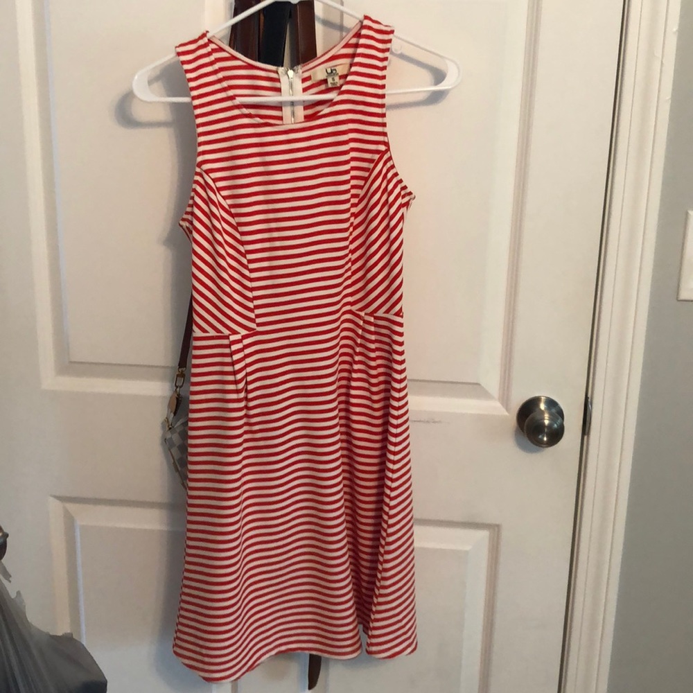 Red and white stripe midi sun dress